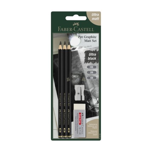 Zestaw Pitt Graphite Matt - ołówki, gumka, temperówka