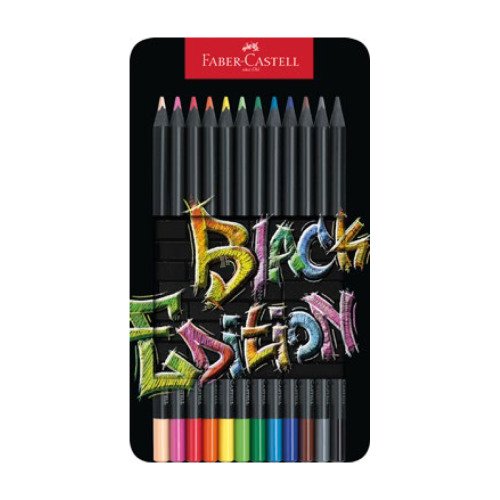 Kredki Trójkątne Black Edition 12 kol.opakowanie metalowe