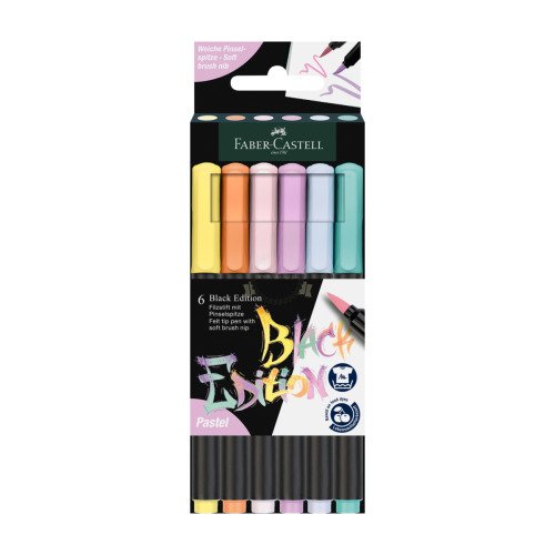 Pisaki pędzelkowe Black Edition 6 kol. pastelowych