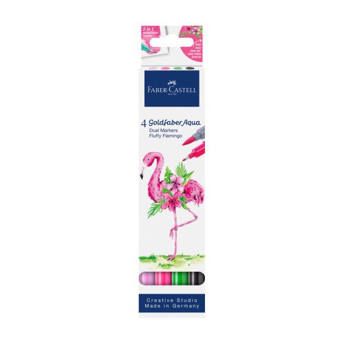 Zestaw Flamingo, Pisak Akwarelowy Goldfaber Aqua dwustronny