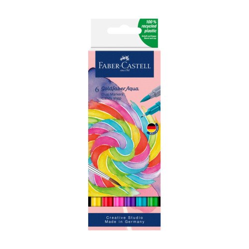 Zestaw Candy Shop Pisak Akwarelowy Goldfaber Aqua Dwustronny - 6 szt.