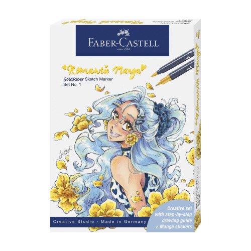 Pisak goldfaber sketch dwustronny zestawmanga no.1 romantic 8 pisaków + akcesoria Faber-Castell