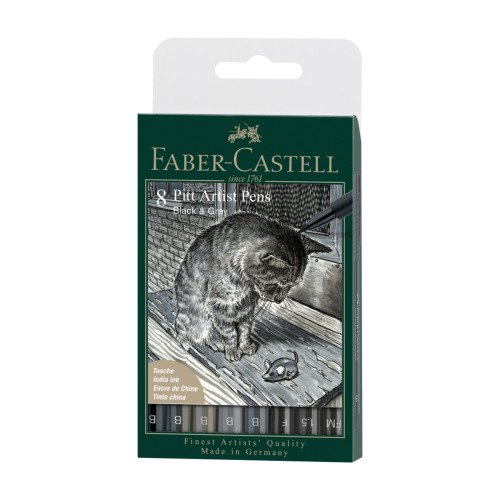 Zestaw Pitt Artistpen B Grey&Black - 8 szt.