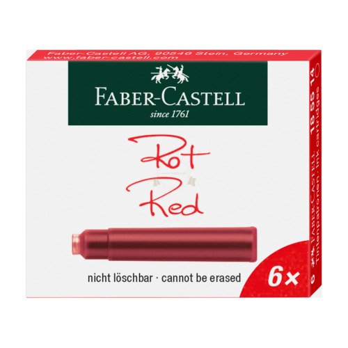 Naboje atramentowe krótkie czerwone 6 szt. kartonik Faber-Castell