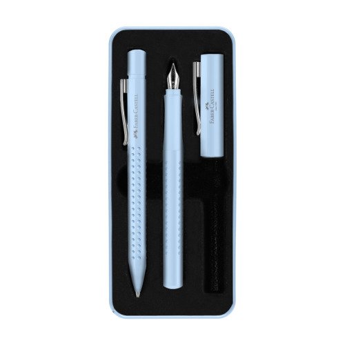 Zestaw prezentowy pióro wieczne + długopis Grip 2010 Sky Blue, opakowanie metalowe