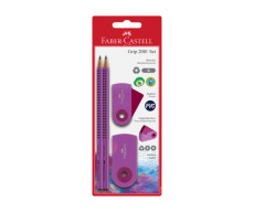 Zestaw ołówków Grip & Sleeve  Różowy (2xołówek+gumka+temperówka)
