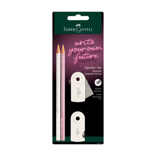 Zestaw Sparkle Coconut Milk 2 ołówki + temperówka Sleeve Mini + gumka Sleeve mini