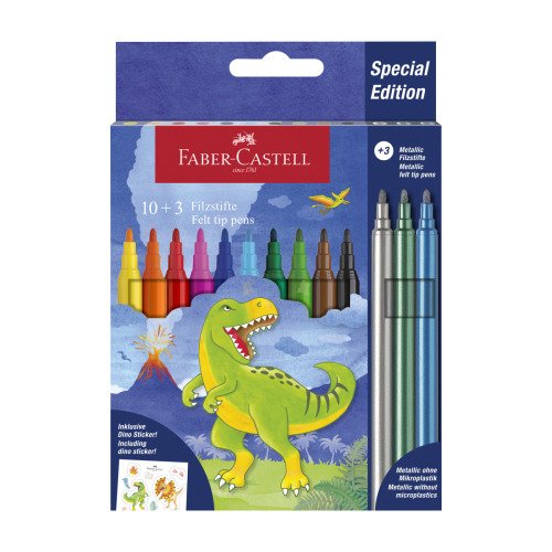 Flamastry Zamek Edycja Dinozaury 10 kol.standardowych + 3 kol. metaliczne + naklejki