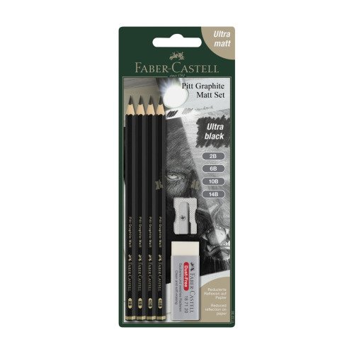 Zestaw Pitt Graphite Matt - 4 ołówki 2B 6B 10B 14B + gumka + temperówka