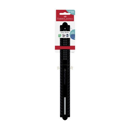 Linijka Dots 30 cm, odporna na złamania, Czarna