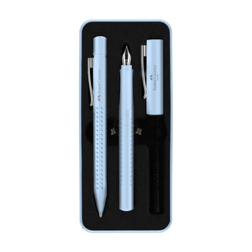 Zestaw prezentowy pióro wieczne + długopis Grip 2010 Sky Blue, opakowanie metalowe